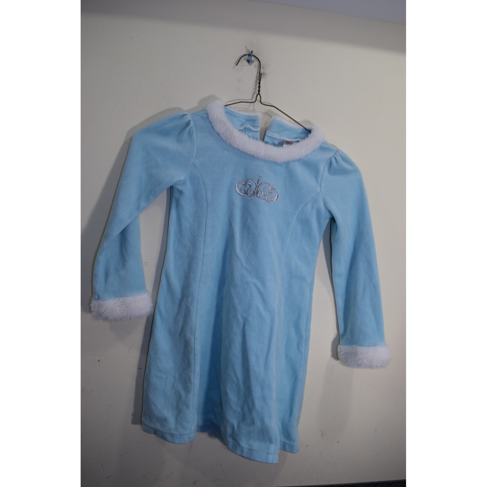 2022 Gymboree Winter Faux Fur Crown Velour Dress Unicorn Princess GIRLS M 7 Blue